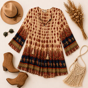 Bohemian Pleated Dress